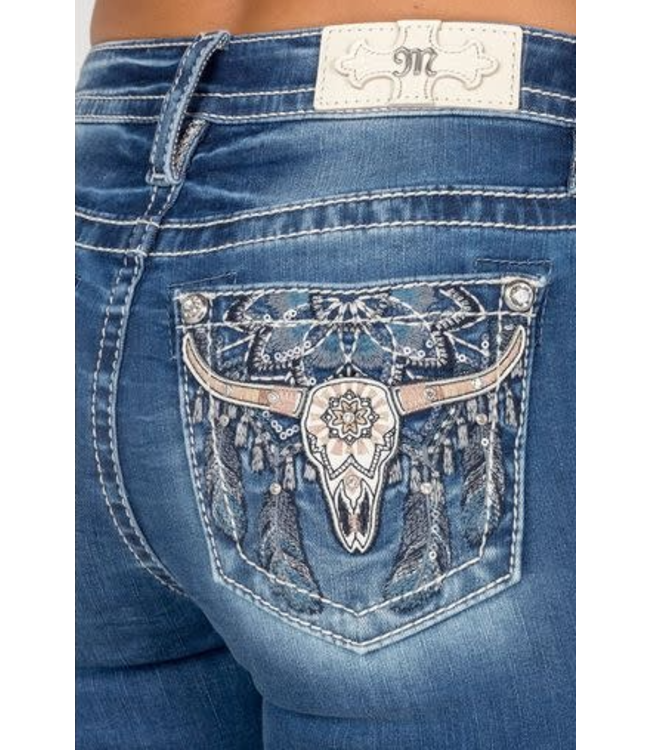 MISS ME Longhorn Mandala Mid-Rise Bootcut Jean