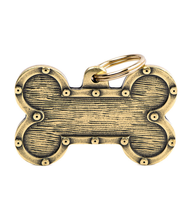 MyFamily Bronx Futuristic Bone ID Tag in English Brass