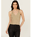 MISS ME Camisole Knotted Ribbed Tank With Button