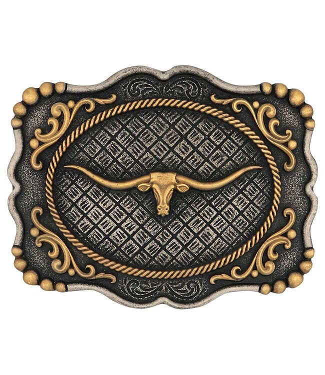 Montana Silversmiths Boucle de Ceinture Framed Longhorn Attitude