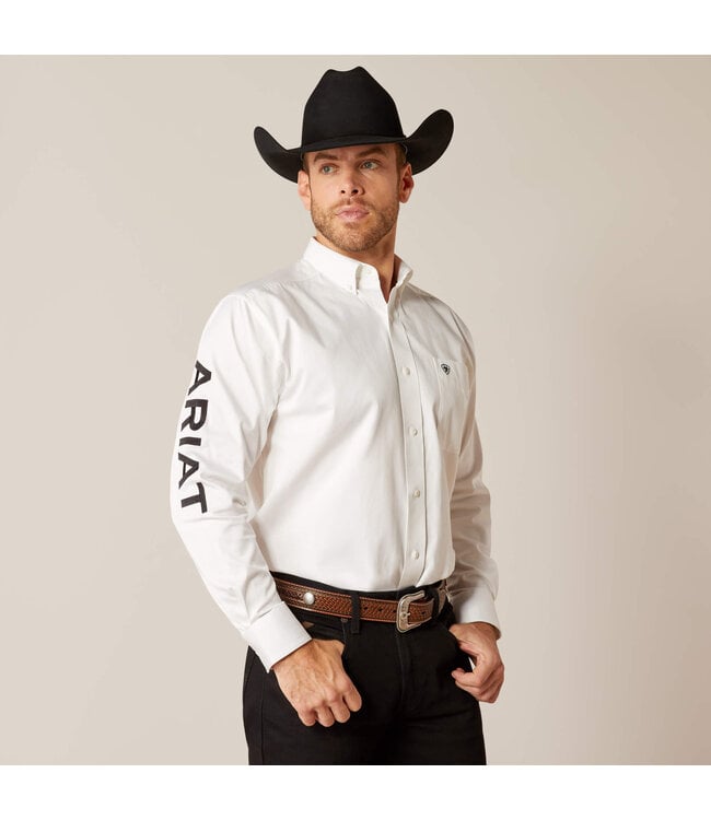 Ariat White/Black Team Logo Twill Classic Fit Shirt