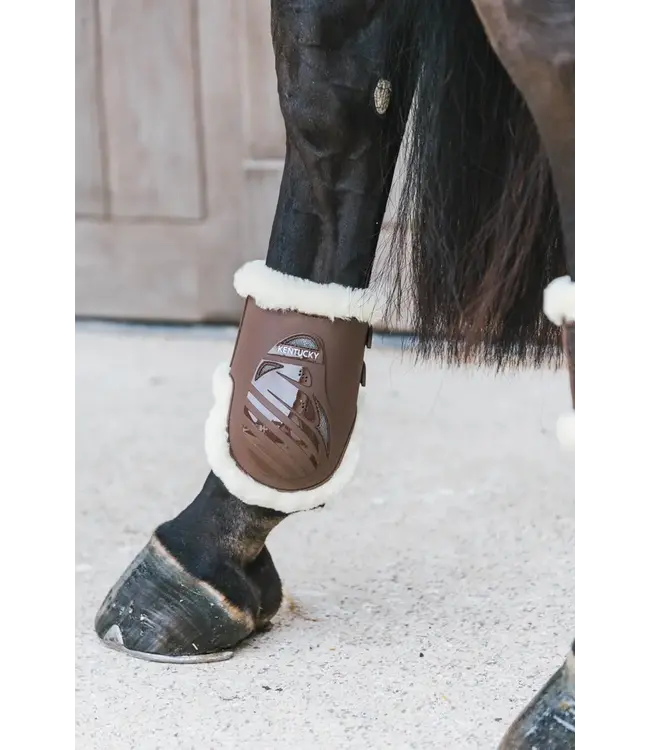 Kentucky Horsewear Brown Vegan Sheepskin Fetlock Elastic Boots