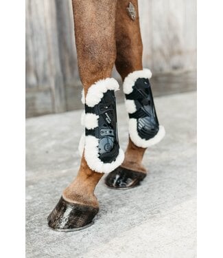 Kentucky Horsewear Black Vegan Sheepskin Tendon Boots Bamboo Elastic