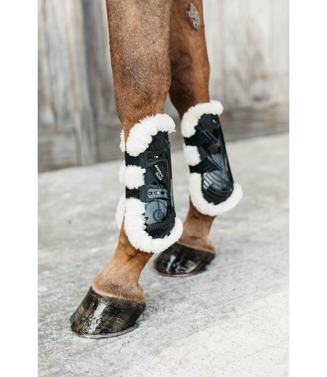 Kentucky Horsewear Guêtres pour Tendons Vegan Sheepskin Élastique Noir