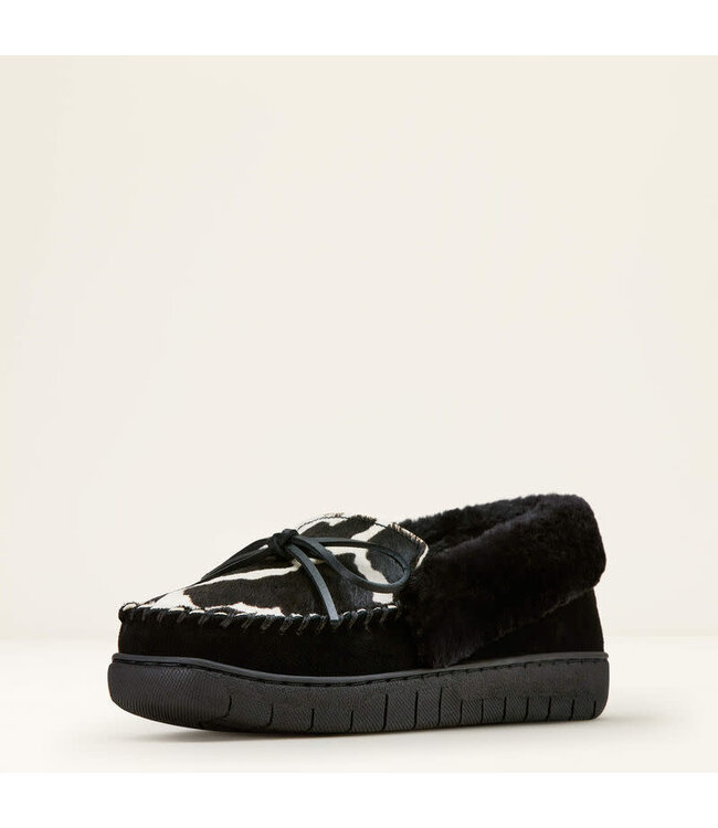 Ariat Black Cowprint Moccasin Slipper