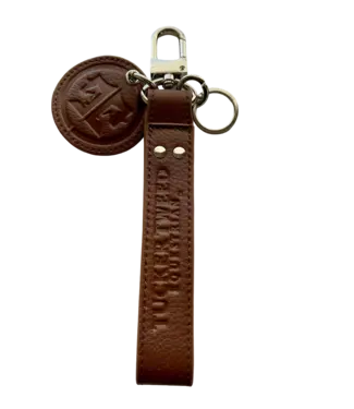 Tucker Tweed Equestrian Brown leather Loop Keychain