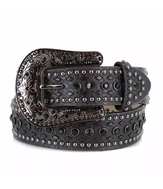 Nocona Black Rhinestones Accents Western Belt