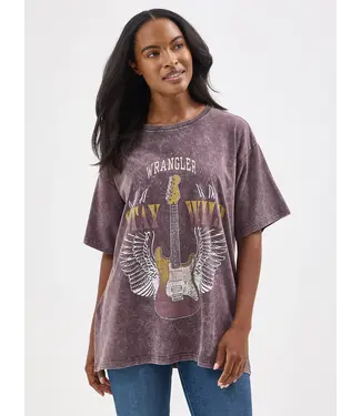 Wrangler Acid Wash Graphic Oversized Tee in Wild Fudge