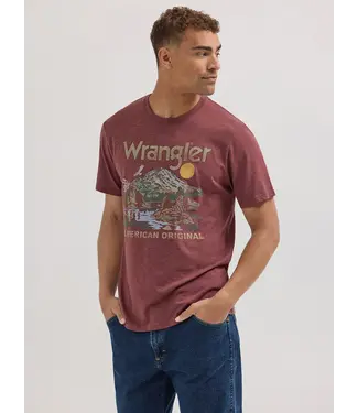 Wrangler Mountain Sun Graphic T-Shirt in Red Heather