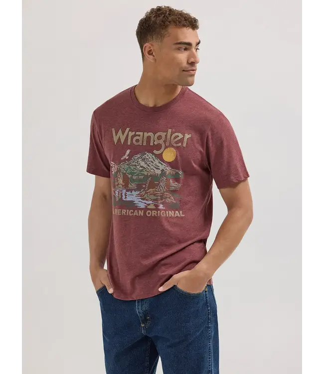 Wrangler Mountain Sun Graphic T-Shirt in Red Heather