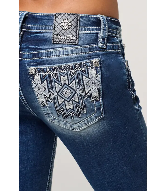MISS ME Jeans Mid-Rise Boot Cut Aztec Wilde