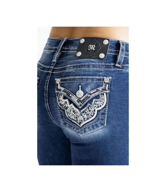 MISS ME Jeans Mid-Rise Boot Cut Intricate Wing