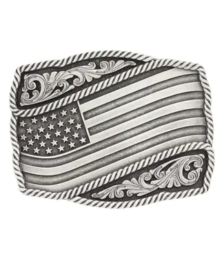 Montana Silversmiths Classics Impressions Waving American Flag Attitude Buckle