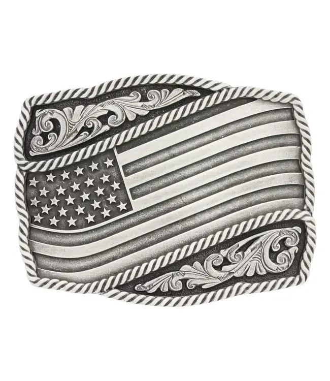 Montana Silversmiths Classics Impressions Waving American Flag Attitude Buckle