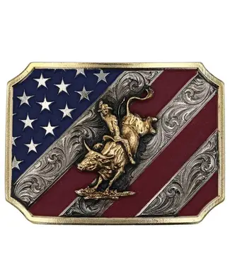 Montana Silversmiths Boucle de Ceinture Patriot Bullrider Attitude