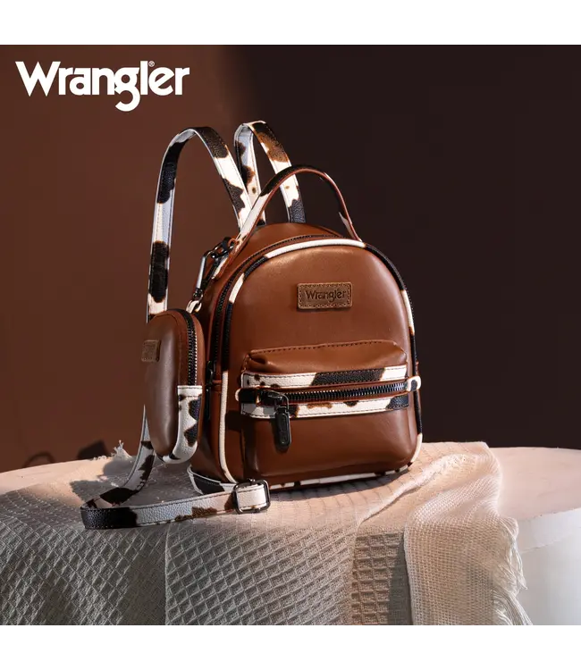Wrangler Mini Sac à Dos avec Porte-Monnaie CowPrint Brun