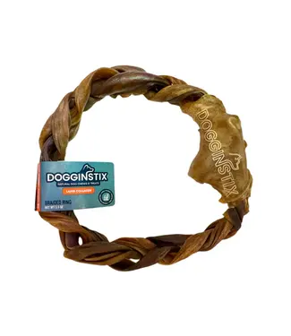 DogginStix Anneau de Collagène d'Agneau Tressé