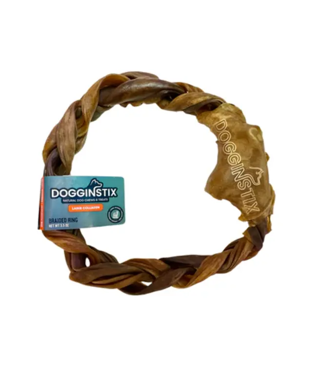 DogginStix Anneau de Collagène d'Agneau Tressé