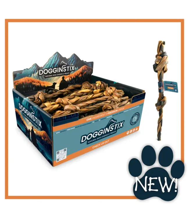 DogginStix Bâton Tressé de Collagène d'Agneau avec Nœuds