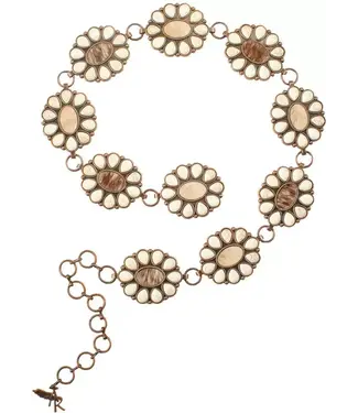 Angel Ranch Ceinture Western Concho Blanc Cowhide Hair