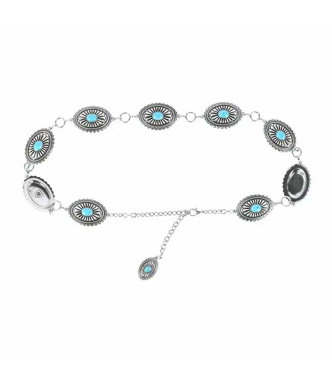 Ariat Chain Conchos Silver Turquoise Belt