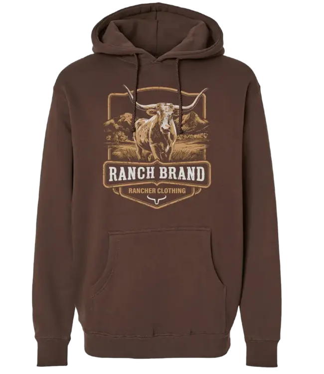 Ranch Brand Hoodie Unisexe Longhorn 3 Brun