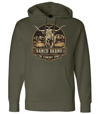 Ranch Brand Longhorn 2 Unisex Long Sleeves Army Hoodie