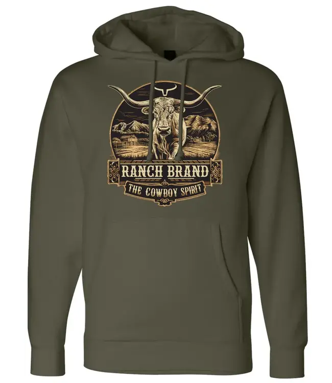 Ranch Brand Longhorn 2 Unisex Long Sleeves Army Hoodie