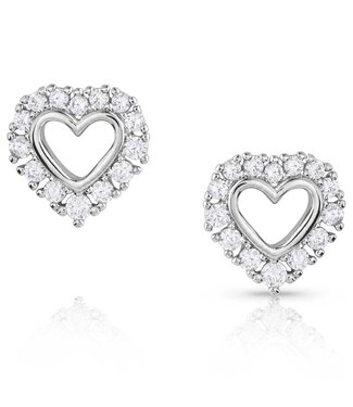 Montana Silversmiths Boucles d'Oreilles Icy Heart Crystal