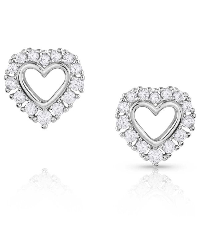 Montana Silversmiths Boucles d'Oreilles Icy Heart Crystal