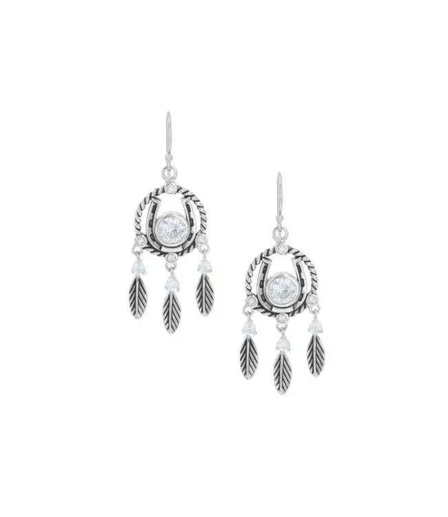 Montana Silversmiths Horseshoe Feather Dreams Earrings