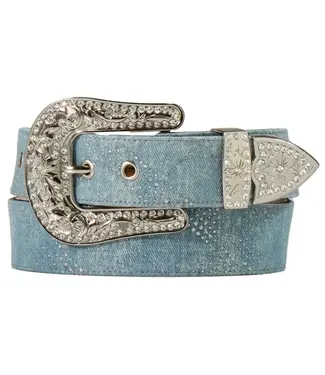 Angel Ranch Clear Crystals Denim Western Belt