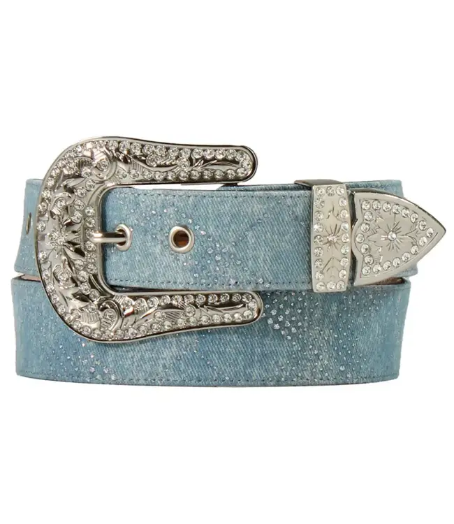 Angel Ranch Clear Crystals Denim Western Belt