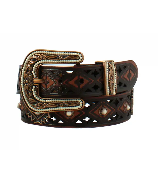 Angel Ranch Ceinture Western Aztec Cutout Conchos