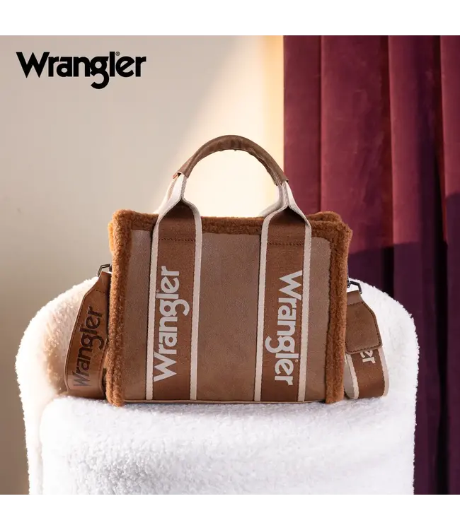 Wrangler Sacoche Sherpa Small Canvas Tote Brown