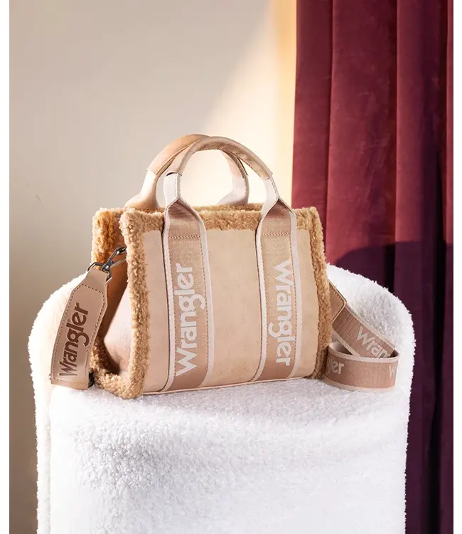Wrangler Sherpa Trim Crossbody Khaki Purse