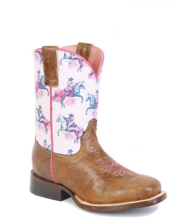 Roper Big Kids Horsing Around Ranger Pink Western Boot