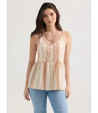 Wrangler Snap Front Sandy Stripe Peplum Tank
