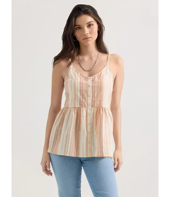 Wrangler Snap Front Sandy Stripe Peplum Tank
