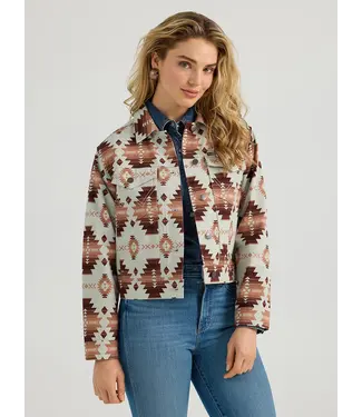 Wrangler Jacket Printed Boyfriend Geo Brown