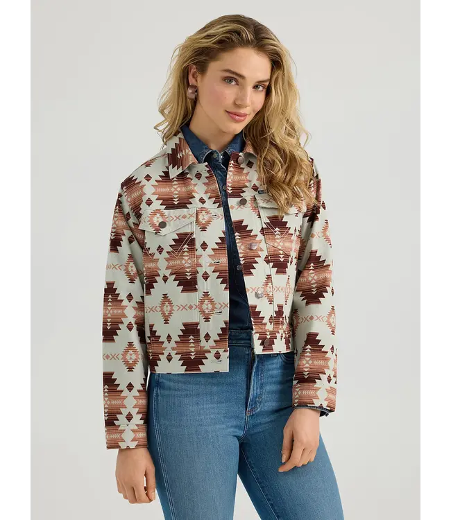 Wrangler Jacket Printed Boyfriend Geo Brown