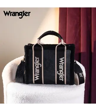Wrangler Sacoche Sherpa Small Canvas Tote Black