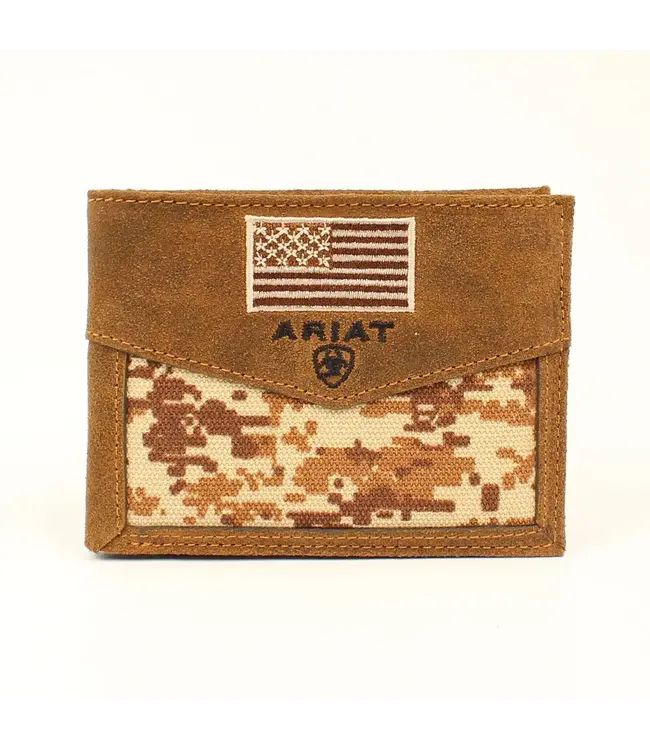 Ariat Embroidered USA Flag Tan Wallet
