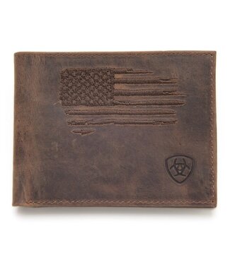 Ariat Portefeuille Stitched USA Flag Rustic Brown