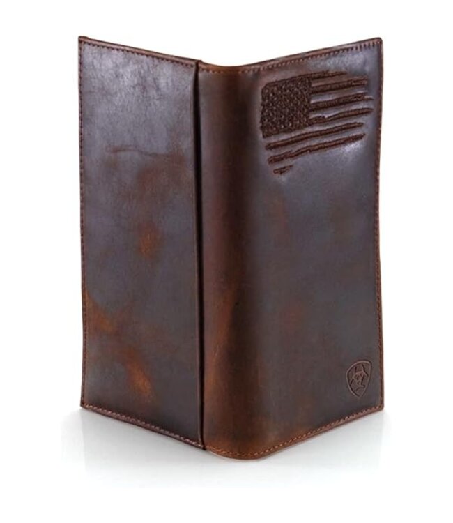Ariat Portefeuille Stitched USA Flag Rustic Brown