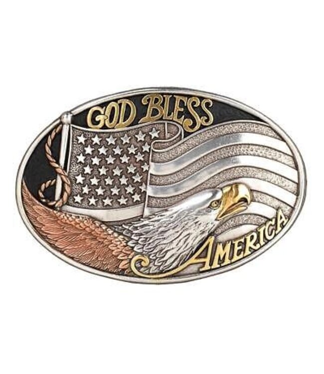 Nocona Boucle de Ceinture Ovale American Flag