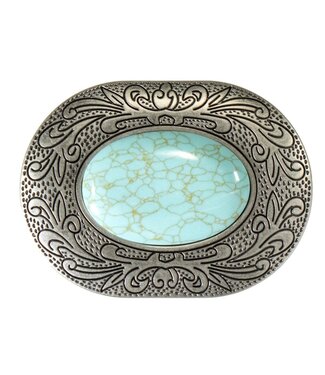 M&F Western Products Oval Turquoise Stone Western Belt Buckle
