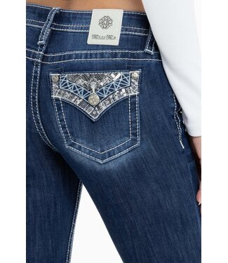 MISS ME Mid-Rise Charlotte Dark Blue Bootcut Jeans