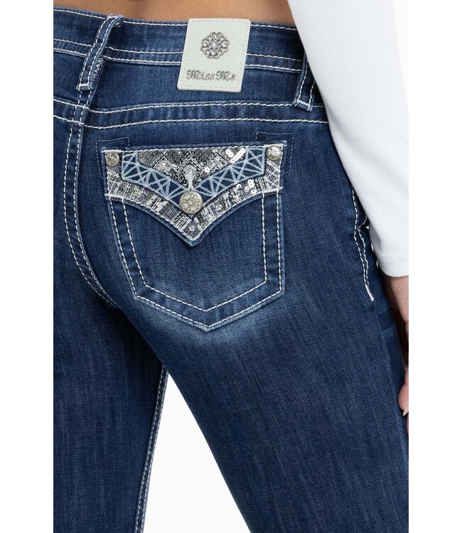 MISS ME Mid-Rise Charlotte Dark Blue Bootcut Jeans