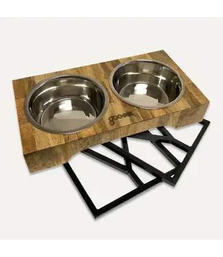 Goo-Eez 3-in-1 Adjustable Height Mango Wood Feeder